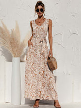 Boho V Neck Sleeveless Pocket Floral Maxi Dress